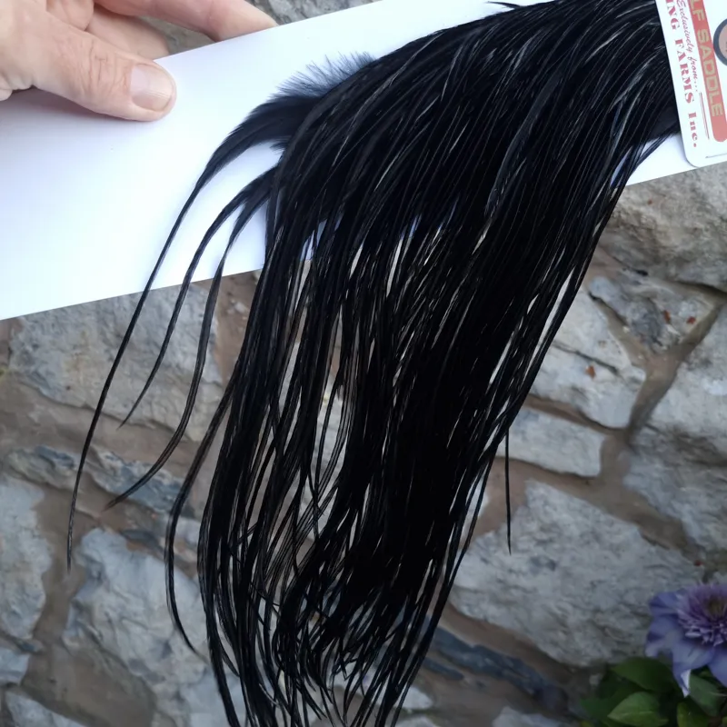 Whiting 1/2 BRONZE Grade Dry Fly Rooster Saddle in Black